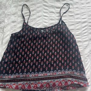 Black Patterned Silk tank top